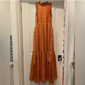 Elegant Orange Sleeveless Dress